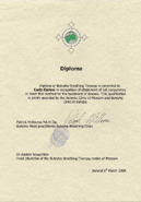 versione inglese diploma della Buteyko Clinic